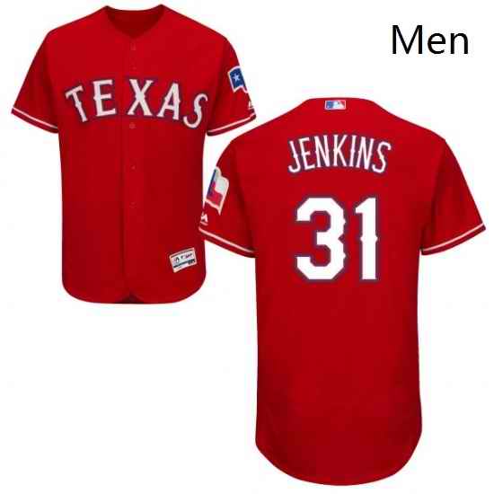 Mens Majestic Texas Rangers 31 Ferguson Jenkins Red Flexbase Authentic Collection MLB Jersey